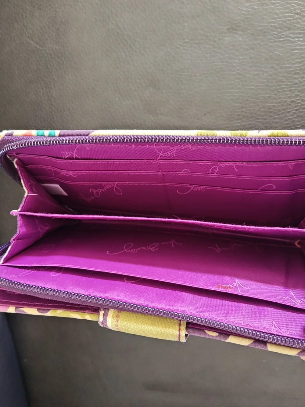 Vera Bradley Quilted Zip Wallet in Purple & Green Floral - Picture 4 of 5